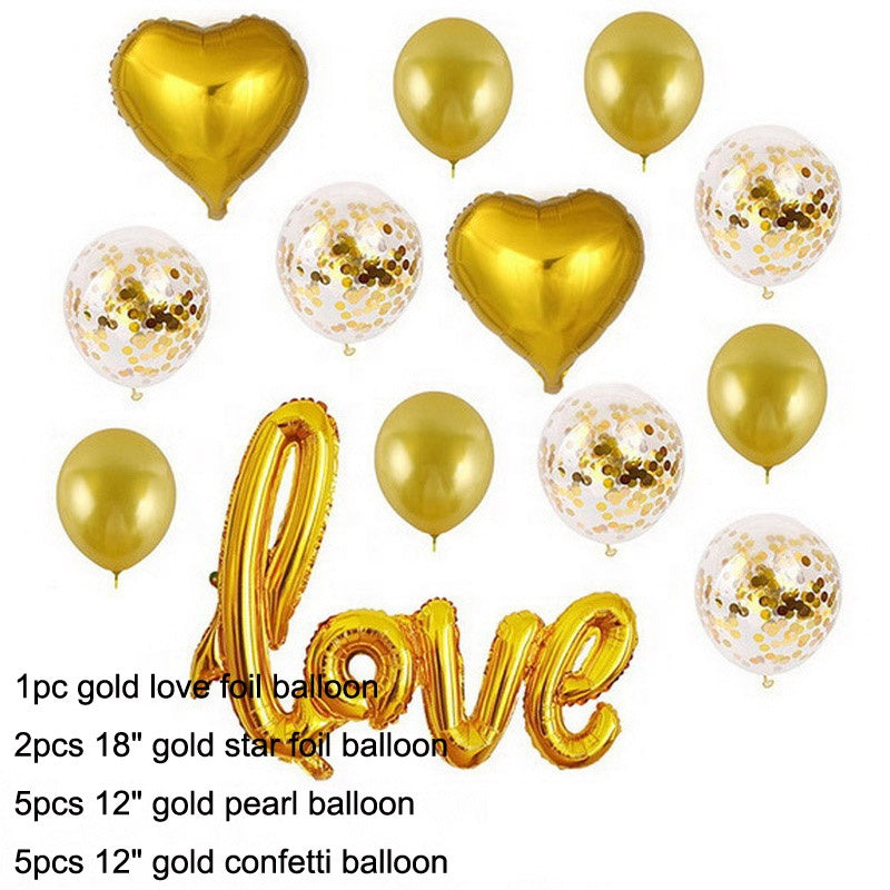 M - Heart Shape Foil Love Balloons Decorations Kit Romantic Balloons For Wedding Anniversary Valentines Day