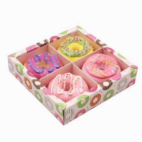 A - Luxury Organic Donut Bath Bomb Gift Set Handcrafted Donut Bath Salt 100g 4pc