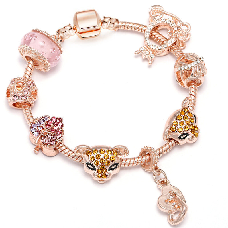 Full Set LIMITED EDITION Rose Gold Lioness Leopard & Fairy Tale Charm Bracelets 925 Sterling Silver Hypoallergenic Gifts