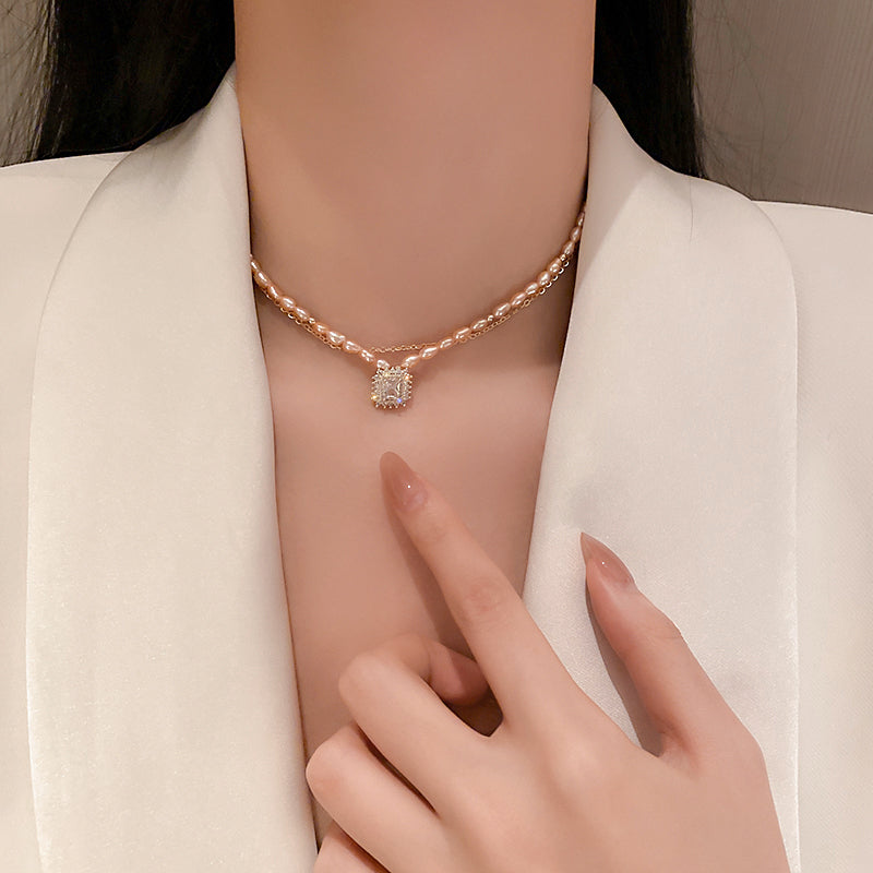 S - Real Gold Plated Two Layer Pearl Necklace