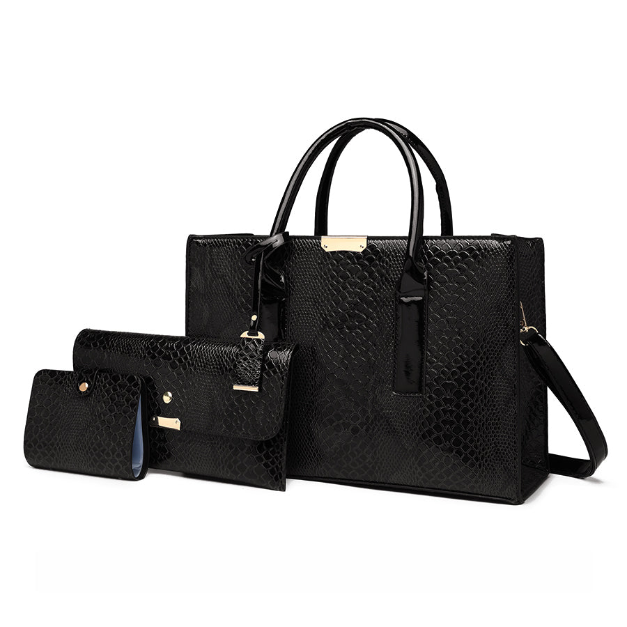 Snake Pattern PU Leather Casual Tote Ladies Fashion Document Hand bags