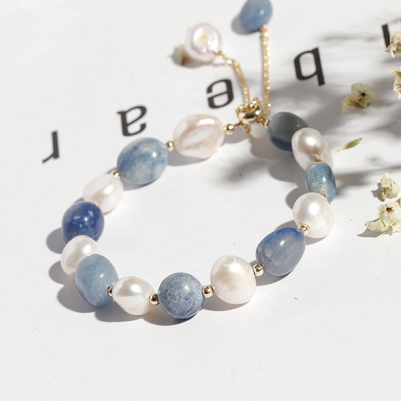 Baroque Freshwater Pearl Crystal Bracelets Nature Colourful Bead Adjustable Bracelet For Girls