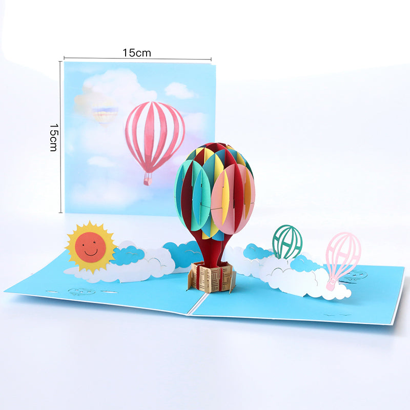 A1 - Hot air Balloon birthday greeting 3d pop up greeting card