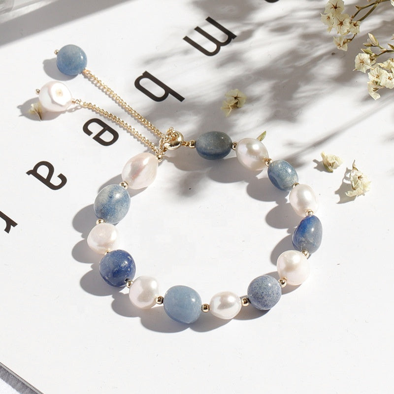Baroque Freshwater Pearl Crystal Bracelets Nature Colourful Bead Adjustable Bracelet For Girls