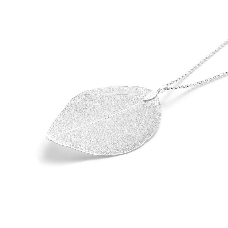 I - Real Leaf Rose Gold, Gold or Silver Plated Necklace Full Set Earrings Pendant gift