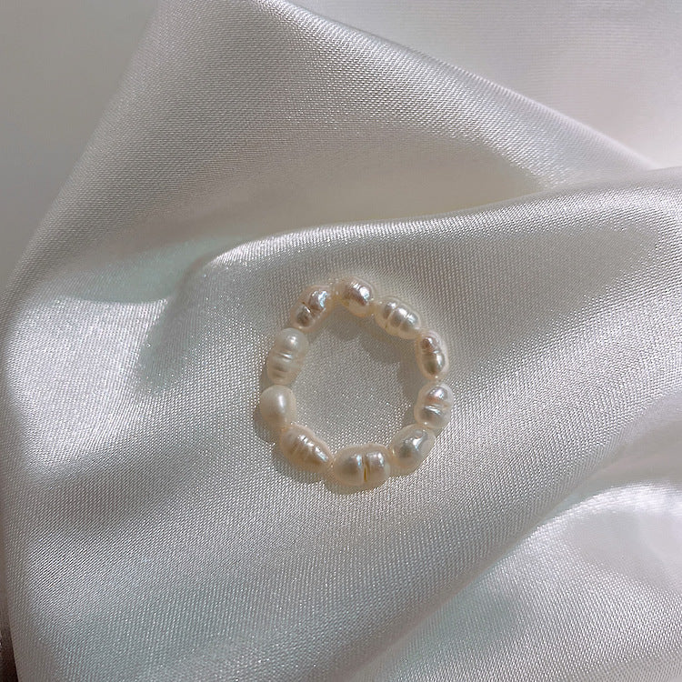 R - Natural real baroque pearl ring