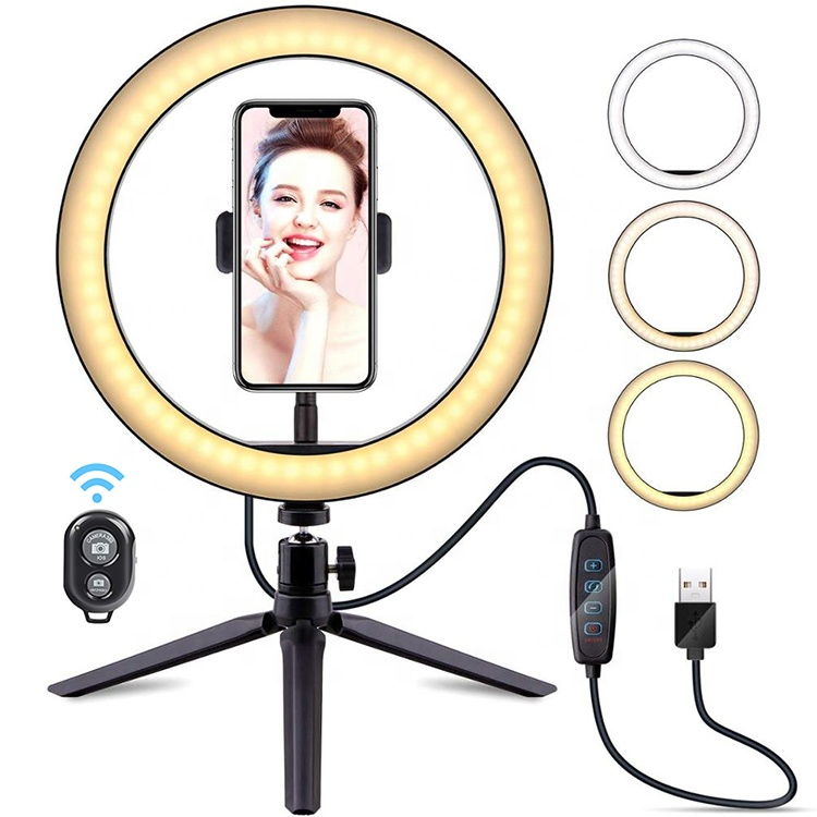 J - 10inch Ring Light LED Tripod Stand w/ Cell phone holder Portable home studio photography