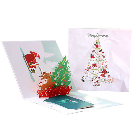C - Christmas tree and deer pop up card