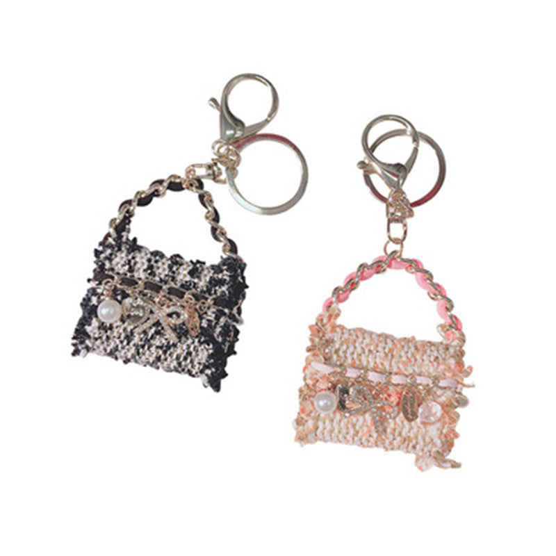 Creative Fur Tassel Ball Diamond Crystal Rhinestone Handbag Car Keychain Ladies Gift Pendant Keyring