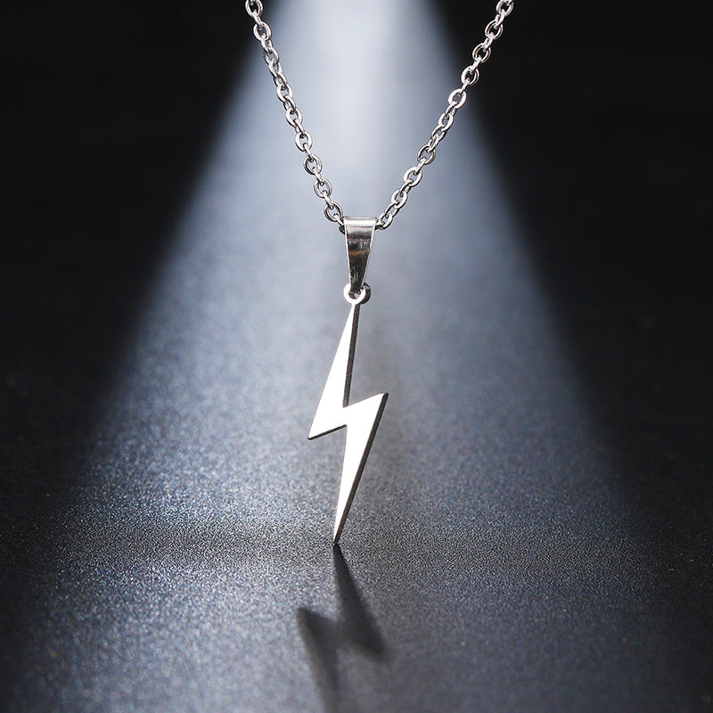 C - Lightning Bolt Charm Dainty Necklace 14K Gold or Sterling Silver Plated on Stainless Steel Thunder