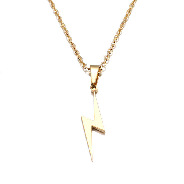 C - Lightning Bolt Charm Dainty Necklace 14K Gold or Sterling Silver Plated on Stainless Steel Thunder