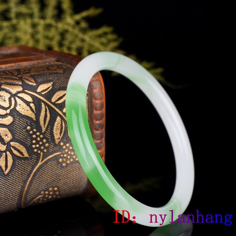 Fashion Natural Jewelry Amulet Charm Carved Gifts Jadeite Green Jade Bangle Bracelet