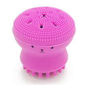 A - Cute Skin Cleanser Brush Exfoliating Makeup Scrubber Pink Purple Blue Green Octopus silicone