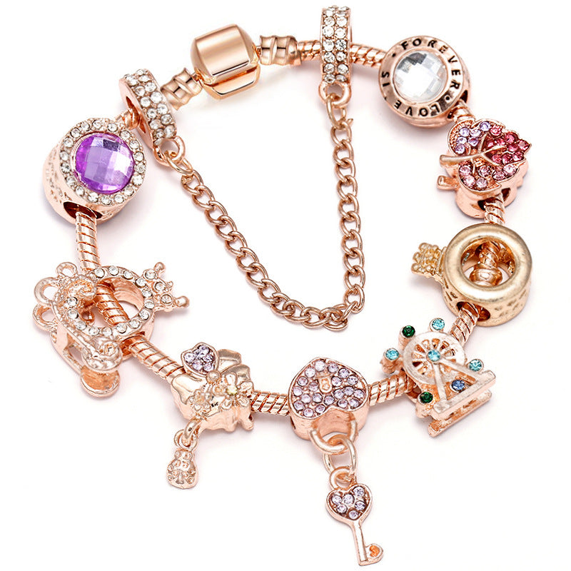 Full Set LIMITED EDITION Rose Gold Lioness Leopard & Fairy Tale Charm Bracelets 925 Sterling Silver Hypoallergenic Gifts