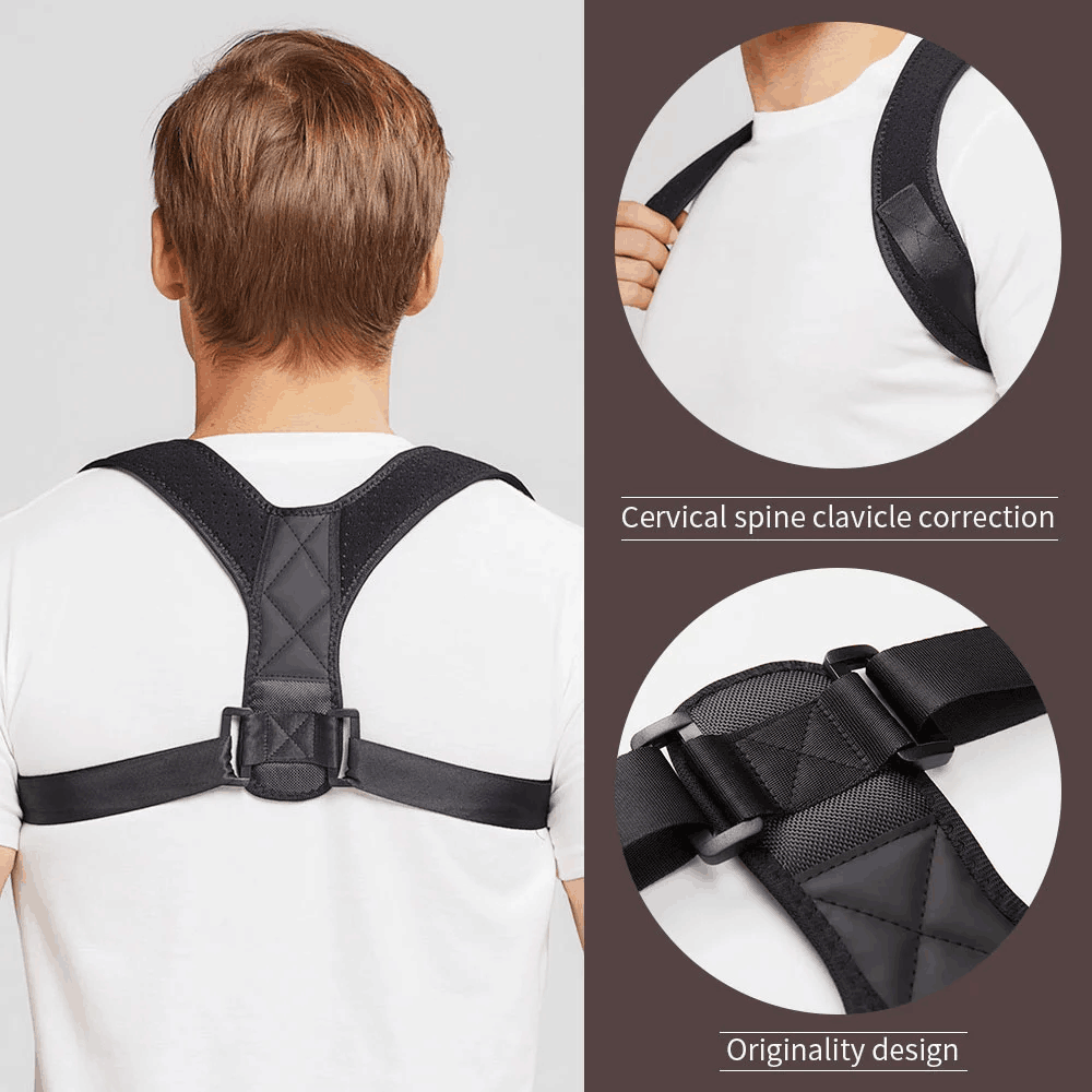 Posture Corrector Adjustable Back Support For Men Woman Helps Promote Proper Posture Black
