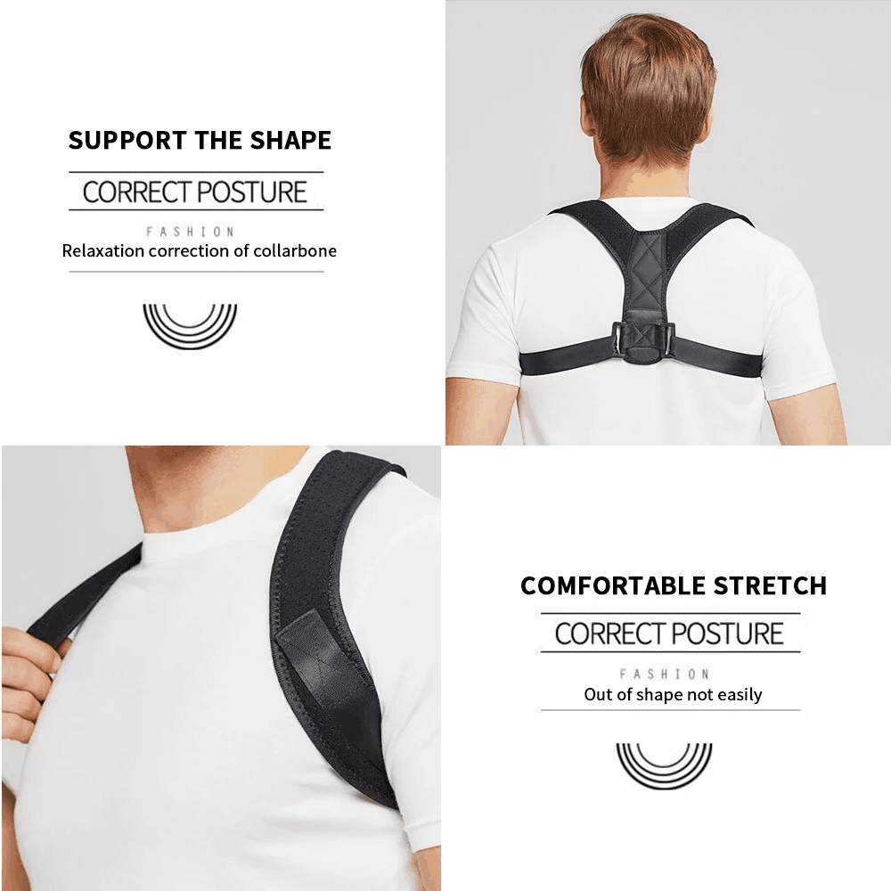 Posture Corrector Adjustable Back Support For Men Woman Helps Promote Proper Posture Black