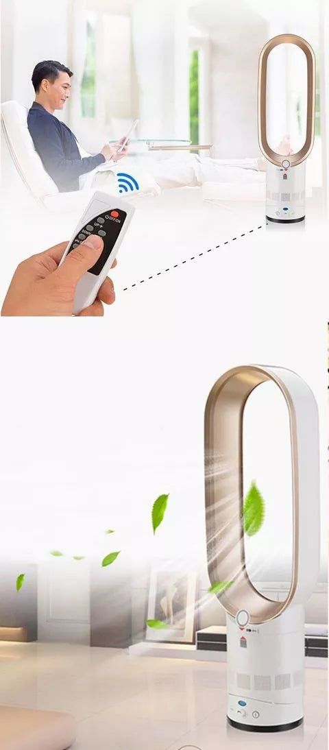 F - Leafless Standing 16 Inch High Speed Tower Table Electric Bladeless Fan With Remote Control