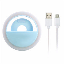 K - Circle Ring Light Clip USB Rechargeable 3 Levels Brightness for Cellphone, Laptop, Selfies