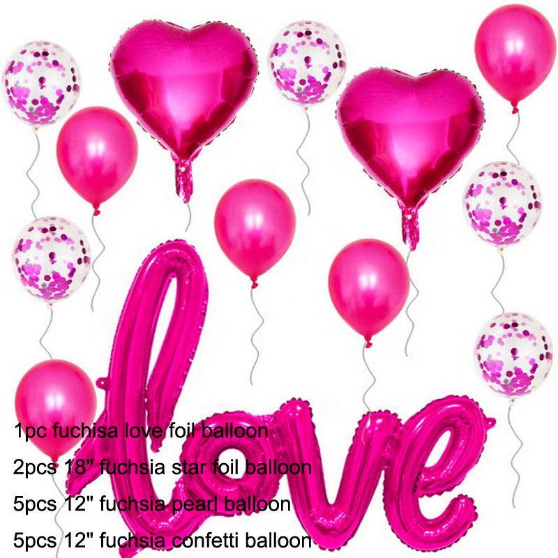 M - Heart Shape Foil Love Balloons Decorations Kit Romantic Balloons For Wedding Anniversary Valentines Day