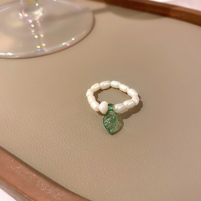 Crystal Pearl Flower Fruit Ring Women