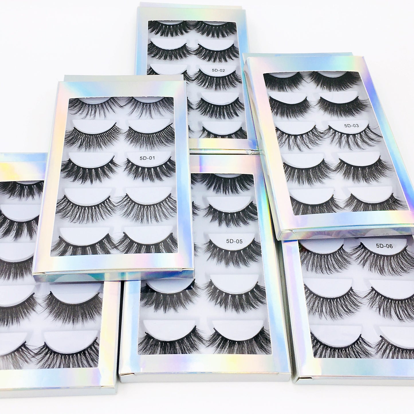 A - 5 Pairs 3D Laser Mink Synethic 25mm Natural Look Faux Eyelashes high quality