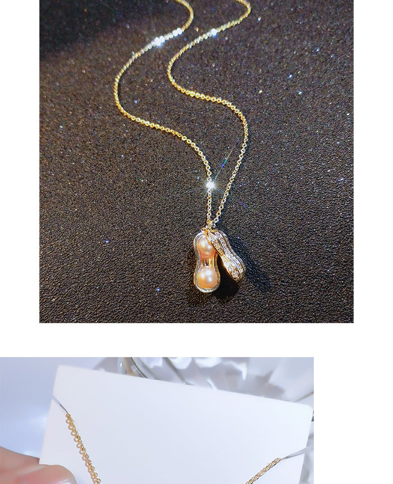 O - Pearl Peanut Pendant Necklace Women Pendant