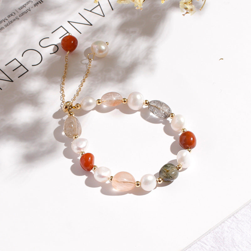 Baroque Freshwater Pearl Crystal Bracelets Nature Colourful Bead Adjustable Bracelet For Girls