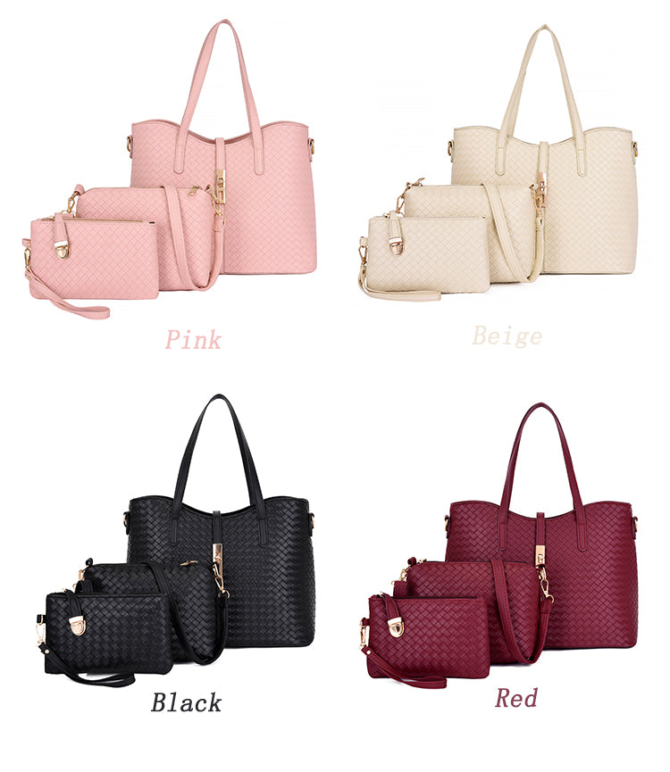 Designer Casual Tote Women Weaved Handbags 3 pieces Fashion Girls Shoulder Bag Purses