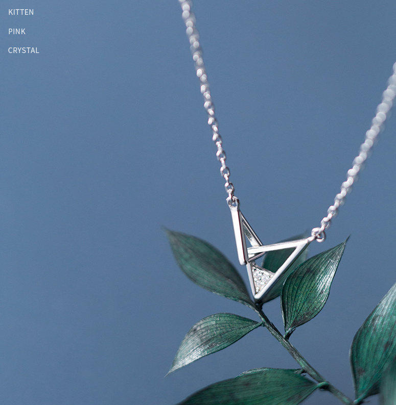925 sliver fashion and temperament geometric triangle pendant necklace women