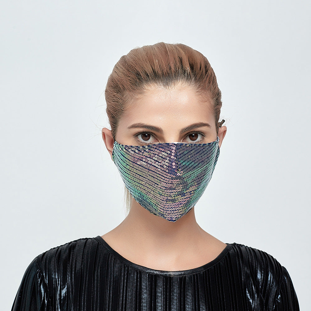 Sequin Face covering Cloth Facemask w/ filter Facemask for Adult