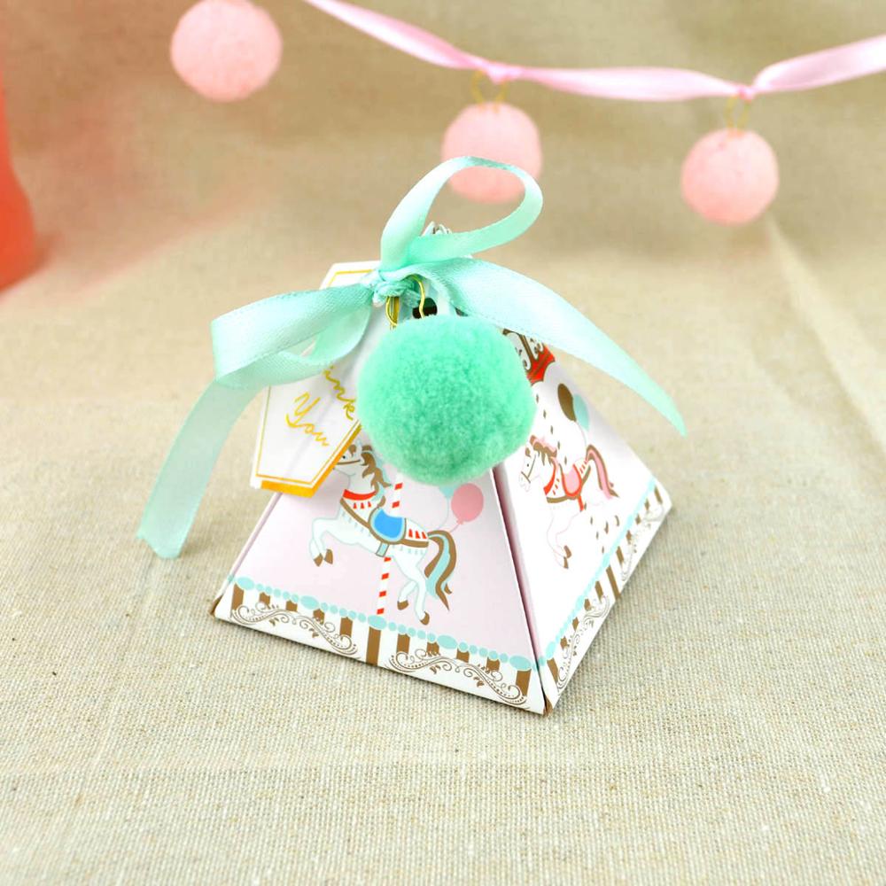 M - 20pc Pyramid Party Favor Boxes Laser Cut Box Ribbon Graduation Birthday Wedding Baby Shower Gift favour