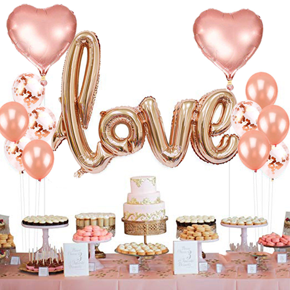 M - Heart Shape Foil Love Balloons Decorations Kit Romantic Balloons For Wedding Anniversary Valentines Day