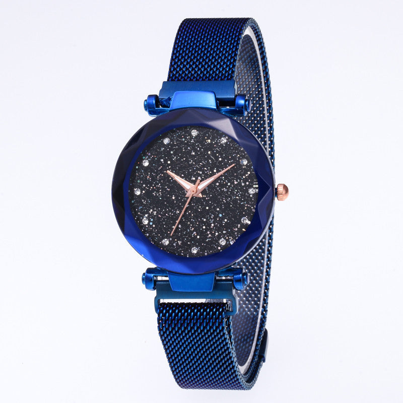 Star Dust Crystal Watch Adjustable Stainless Steel Bracelet Rose Gold, Black, Blue and Purple