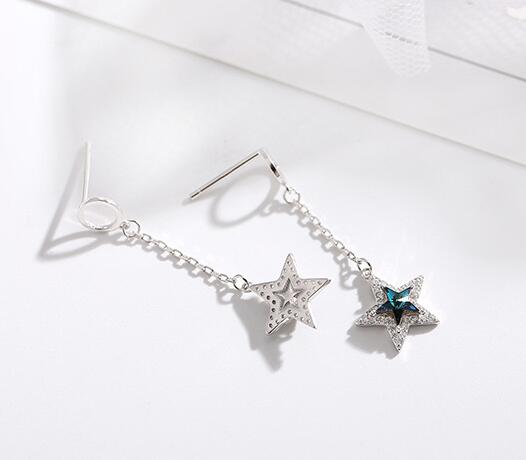 S925 Silver Temperament Personality five-pointed star Super Fairy Earrings for women