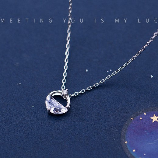 Fashionable temperament A pool of spring water 925 Silver Necklace