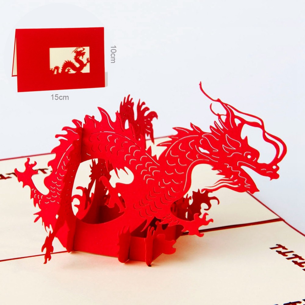 C - Chinese 3D dragon pop up card for new year gifts