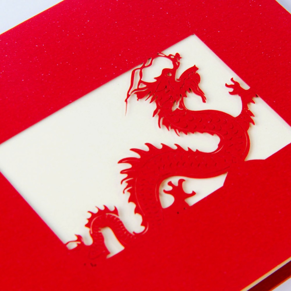 C - Chinese 3D dragon pop up card for new year gifts