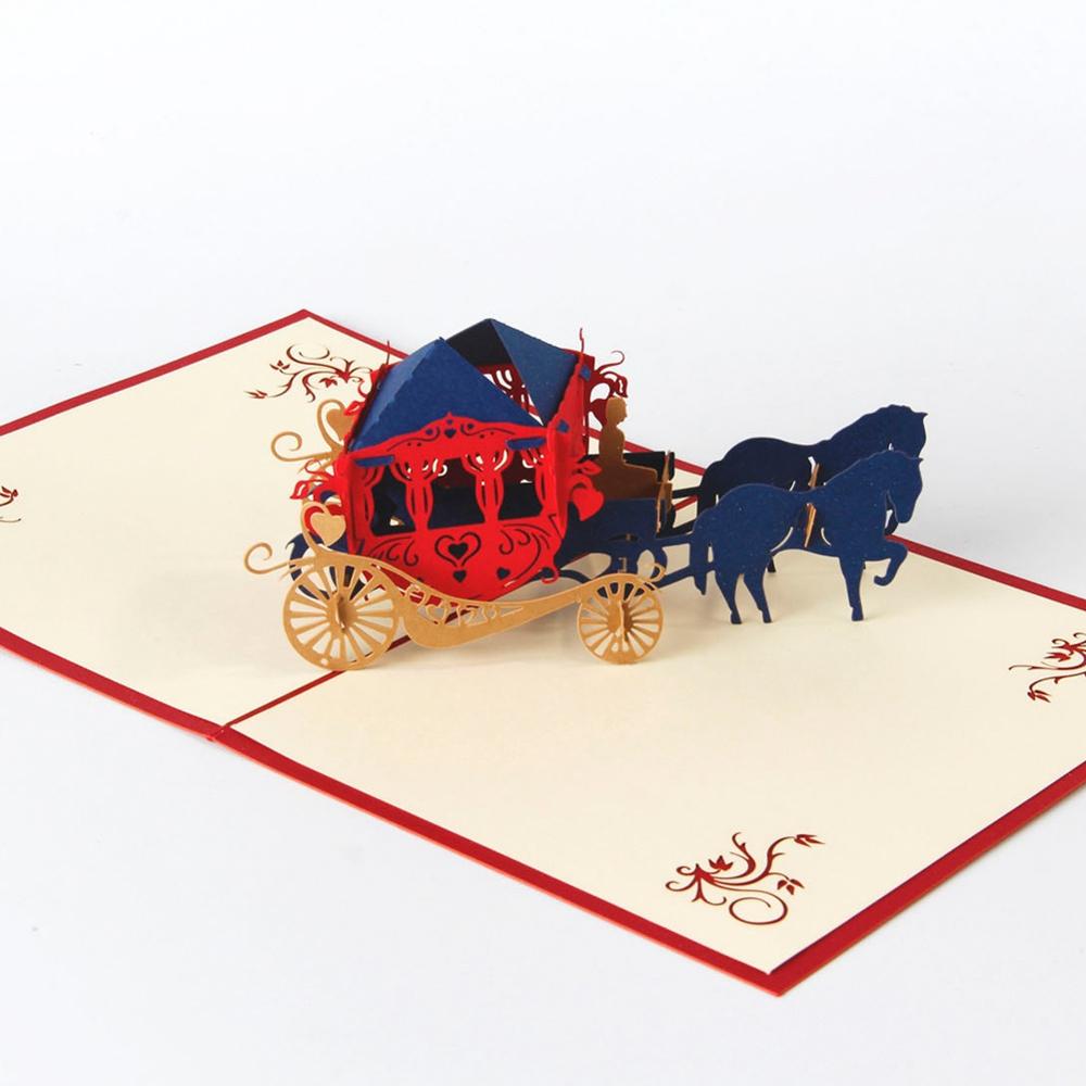 A2 - Wedding Pop Up Cards Dwarm 3D Wedding Carriage