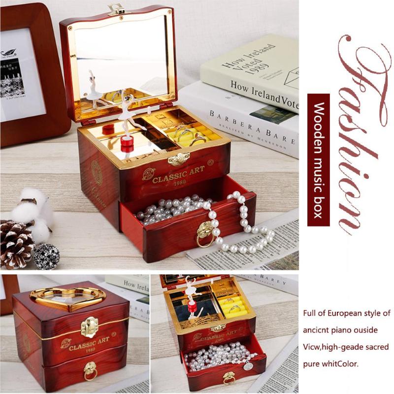 Music Box Dancing Ballerina Jewelry Storage Old Timer Vintage Retro Style Home Decor Musical Gift Toy