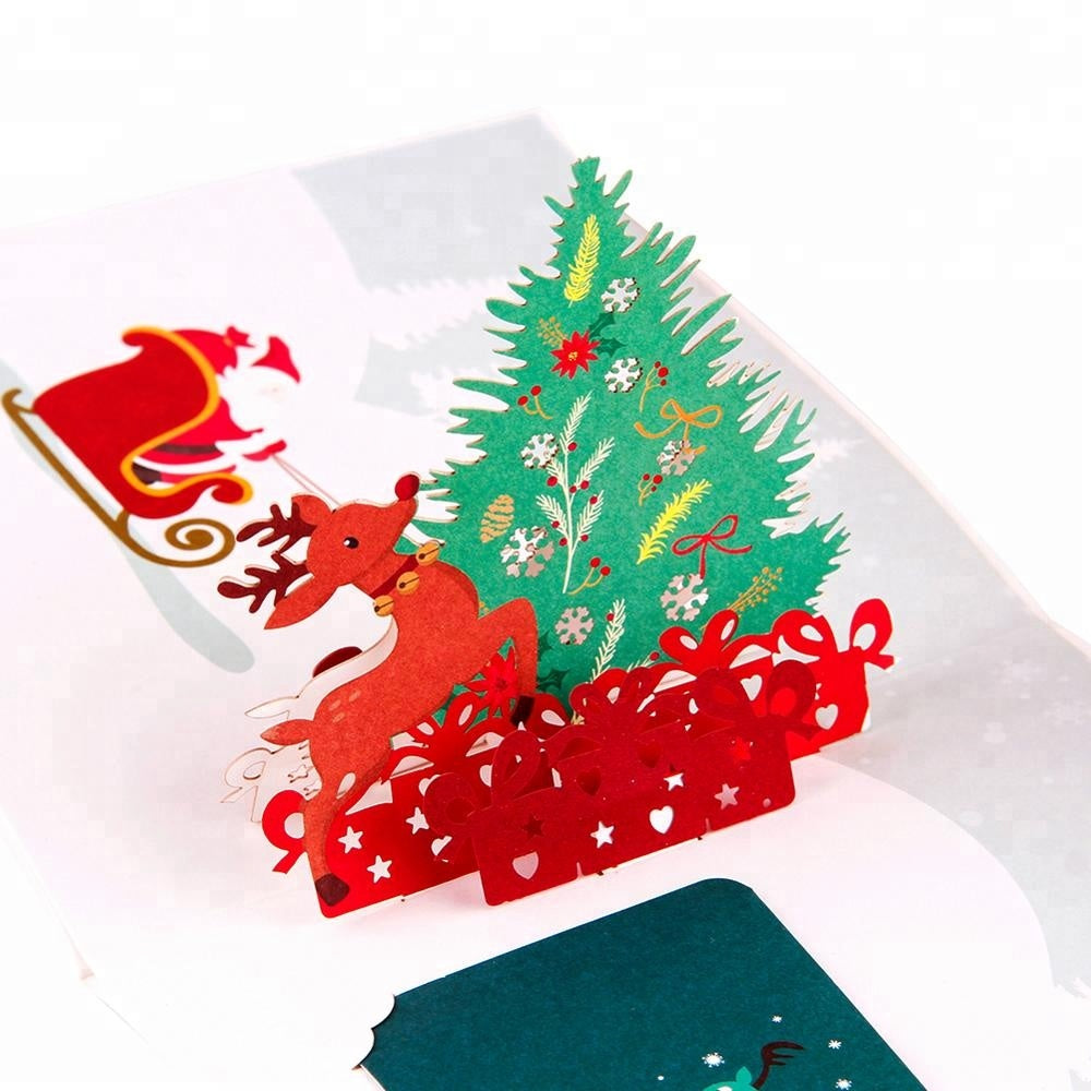 C - Christmas tree and deer pop up card