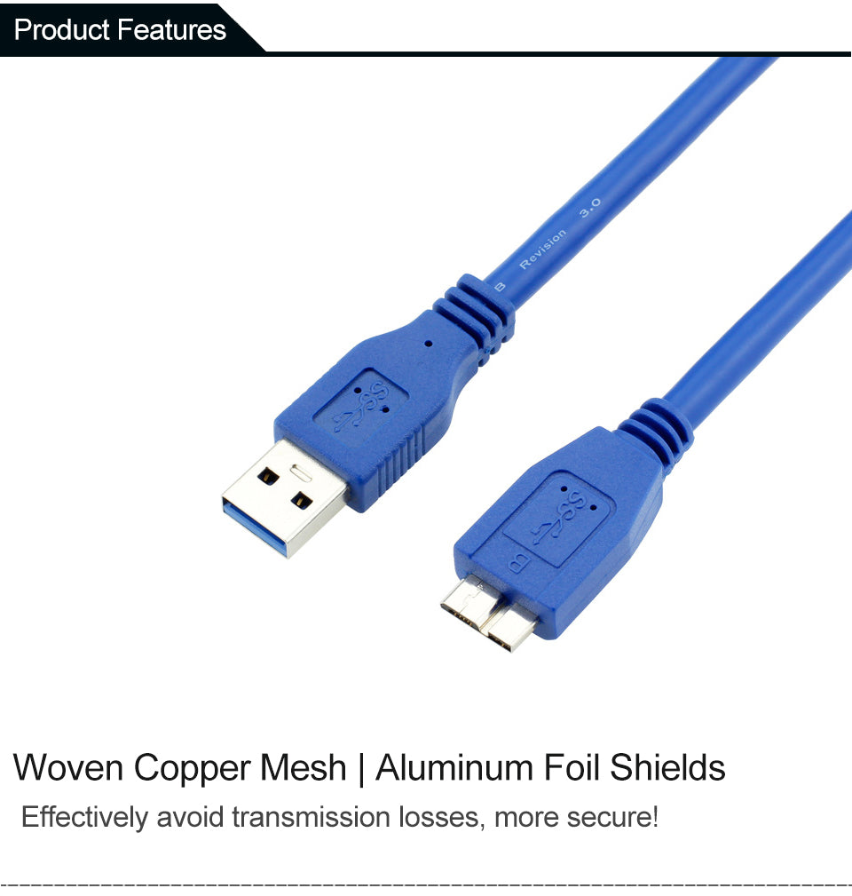 N - USB 3.0 Type A to Micro B Cable Fast Data Sync Cable