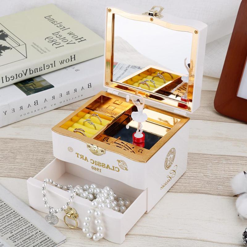 Music Box Dancing Ballerina Jewelry Storage Old Timer Vintage Retro Style Home Decor Musical Gift Toy