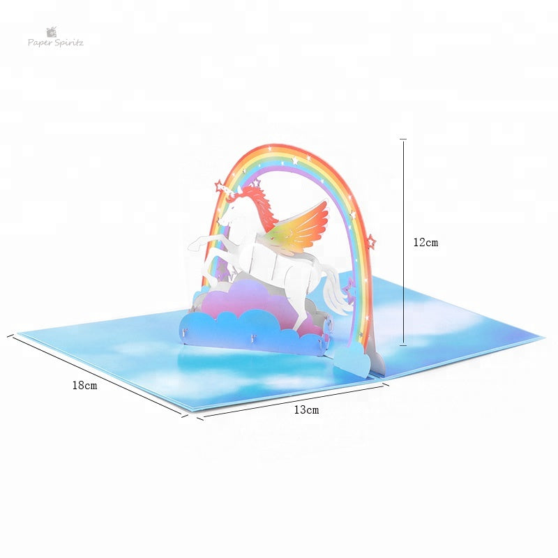 B - Birthday Cut Rainbow Unicorn 3d Pop Up Card