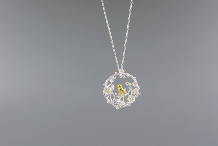 925 sliver fashion sweet and temperament Plum Blossom bird shape necklace women