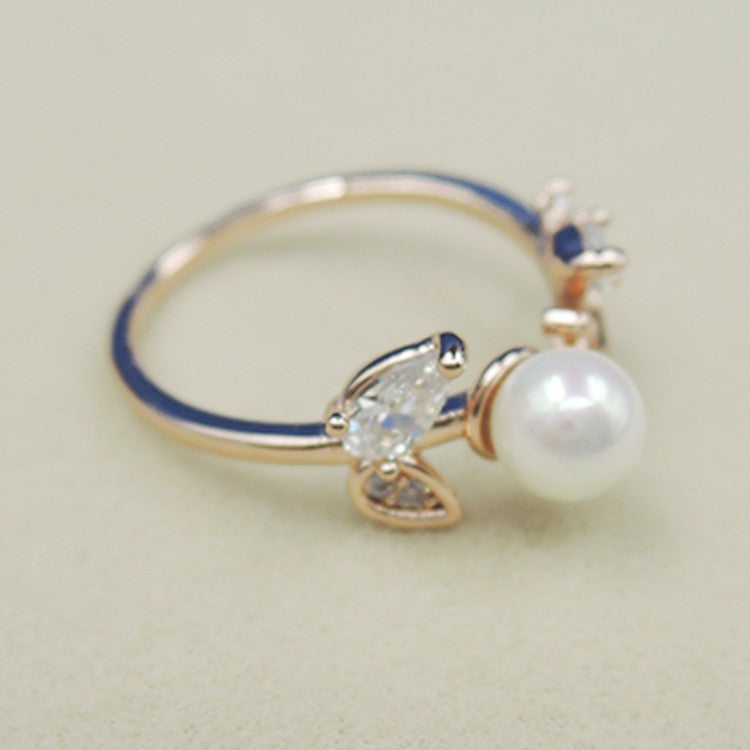 PL - Real Pearl Butterfly Rings Silver or Gold Ring with White Celeste 925 Fresh Water Pearls Collection gift box