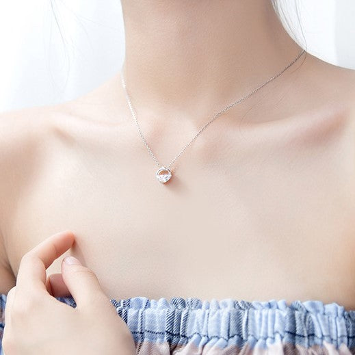 Fashionable temperament A pool of spring water 925 Silver Necklace