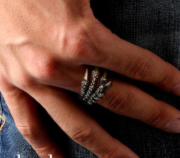 Fancy Stainless Steel Biker Jewelry Punk Vintage Class Dragon Claw Ring