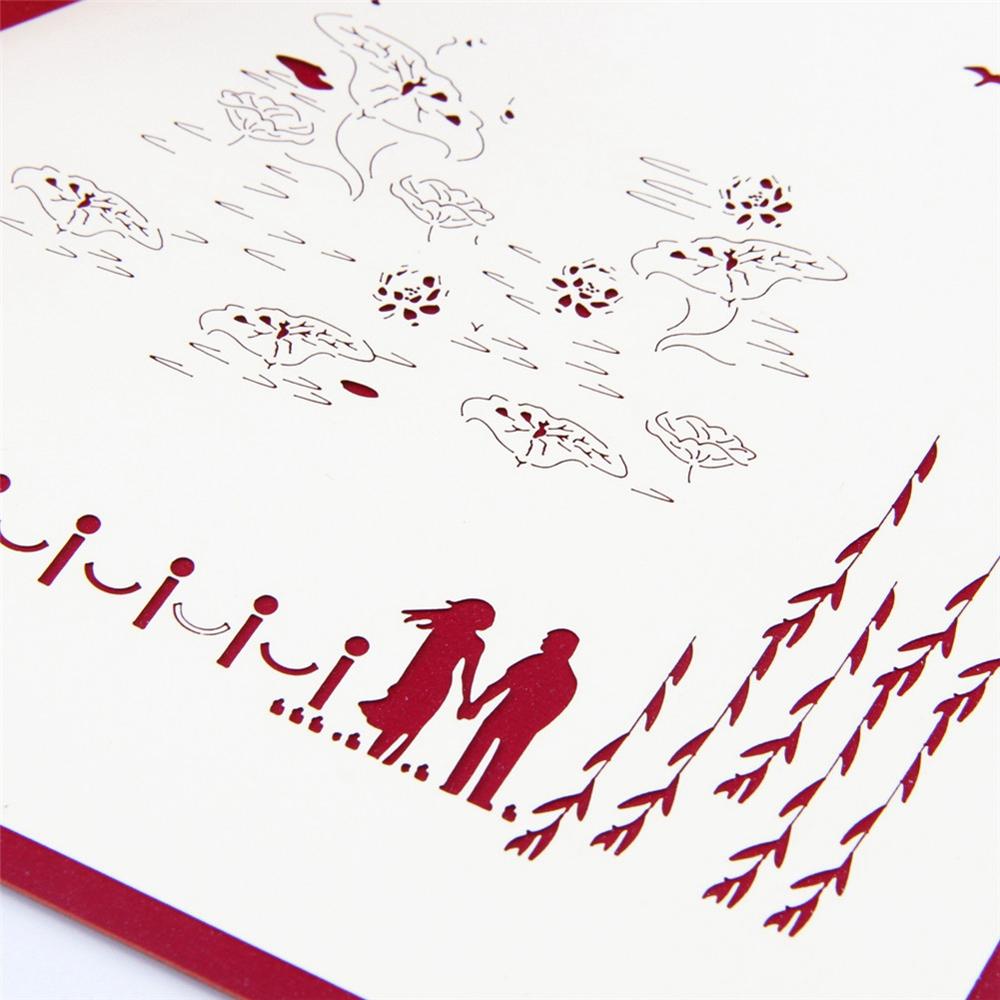 A1 - Lover under the bridge Laser cut eco-friendly paper 3D pop up greeting cards for women
