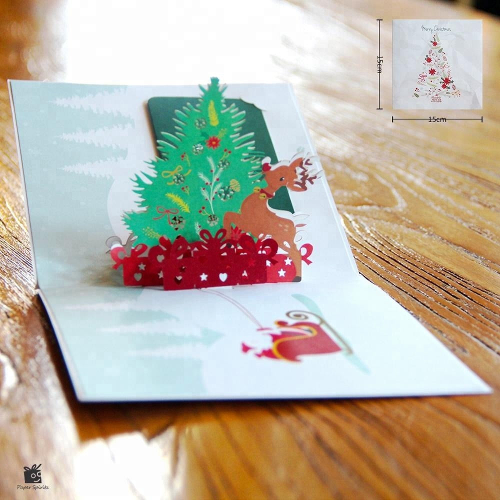 C - Christmas tree and deer pop up card