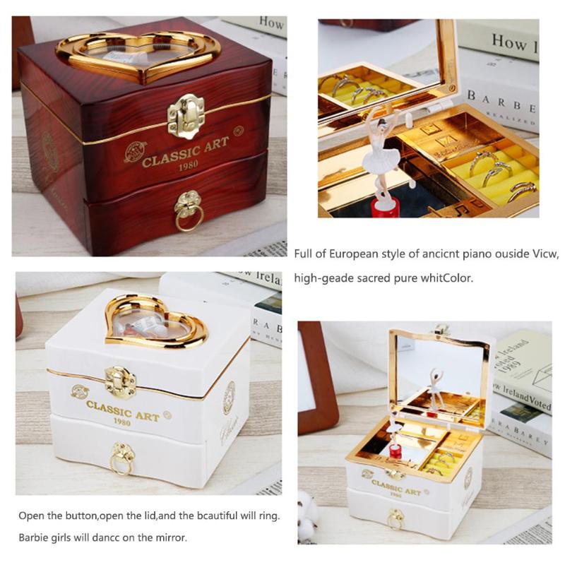 Music Box Dancing Ballerina Jewelry Storage Old Timer Vintage Retro Style Home Decor Musical Gift Toy